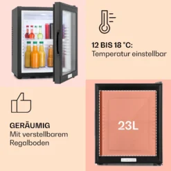 MKS-12 Minibar 24 Liter Klasse E Schwarz Glas 0dB -Weinkühlschränke Verkäufe 10005439 de 0004 usp