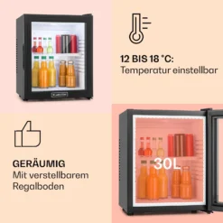 MKS-13 Minibar Mini-Kühlschrank 3 Temperaturen 30L 23 DB Glastür -Weinkühlschränke Verkäufe 10005440 de 0004 usp