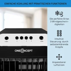 Carribean Blue 3-in-1 Luftkühler Ventilator Luftbefeuchter 402 M3/h | 70 Watt | 4 Liter | 3 Geschwindigkeiten | Oszillation | Mobil -Weinkühlschränke Verkäufe 10028180 de 0004 usp