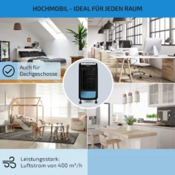 Carribean Blue 3-in-1 Luftkühler Ventilator Luftbefeuchter 402 M3/h | 70 Watt | 4 Liter | 3 Geschwindigkeiten | Oszillation | Mobil -Weinkühlschränke Verkäufe 10028180 de 0005 usp