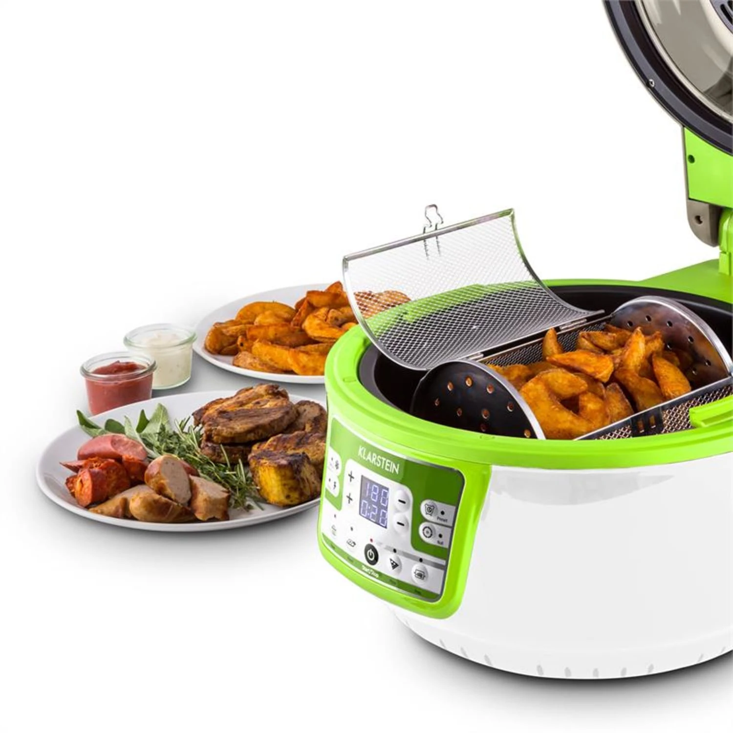 VitAir Turbo Heißluftfritteuse Grün-weiß 1400W Grillen Backen 9l 10 VitAir Turbo Heißluftfritteuse Grün-weiß 1400W Grillen Backen 9l – Bild 10