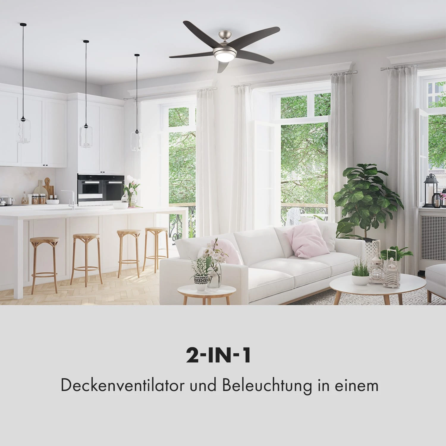 Bolero 2-in-1-Deckenventilator Leuchte 55W 10212 M³/h Fernbedienung 2 Bolero 2-in-1-Deckenventilator Leuchte 55W 10212 M³/h Fernbedienung – Bild 2