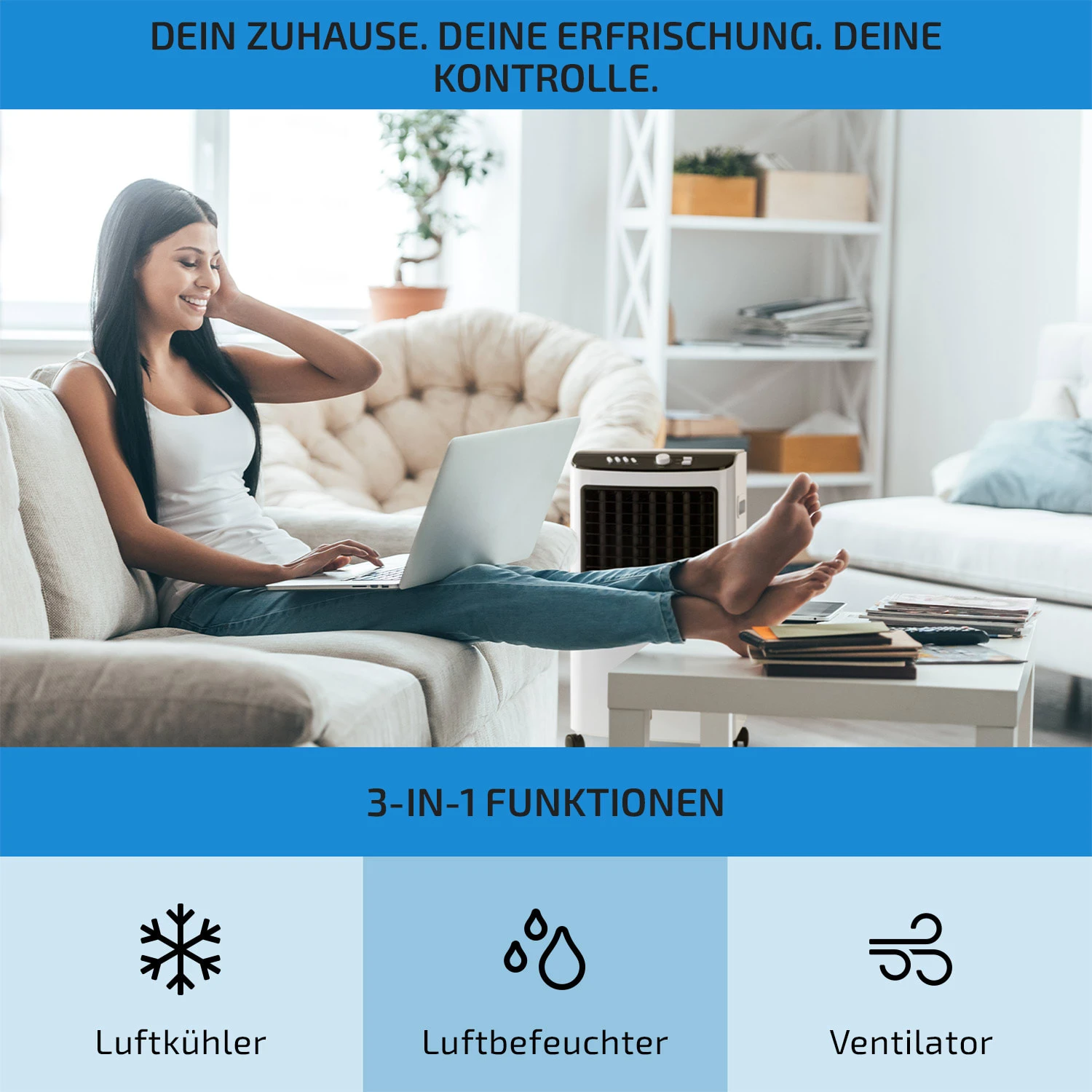 MCH-2 V2 3-in-1 Luftkühler 360 M³/h 65 Watt 7 Ltr Fernbedienung Mobil 3 MCH-2 V2 3-in-1 Luftkühler 360 M³/h 65 Watt 7 Ltr Fernbedienung Mobil – Bild 3