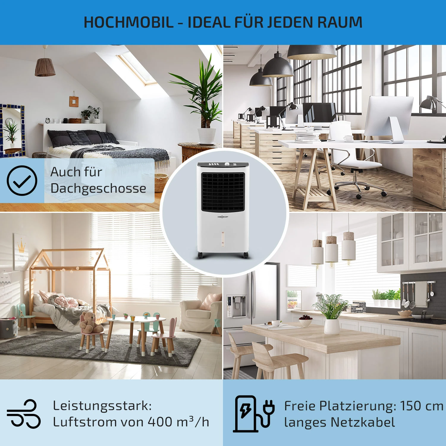 MCH-2 V2 3-in-1 Luftkühler 360 M³/h 65 Watt 7 Ltr Fernbedienung Mobil 5 MCH-2 V2 3-in-1 Luftkühler 360 M³/h 65 Watt 7 Ltr Fernbedienung Mobil – Bild 5