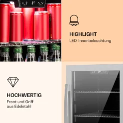 Beersafe 4XL Kühlschrank 124 Liter 4 Böden Panoramaglastür Edelstahl -Weinkühlschränke Verkäufe 10031929 de 0003 logo