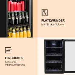 Beersafe 4XL Kühlschrank 124 Liter 4 Böden Panoramaglastür Edelstahl -Weinkühlschränke Verkäufe 10031929 de 0004 logo