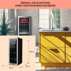 Beersafe 6XL Kühlschrank 201 Liter 5 Böden Panoramaglastür Edelstahl -Weinkühlschränke Verkäufe 10031930 DE 0006 usp