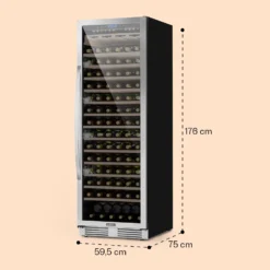 Vinovilla Grande 165 Built-in Uno Weinkühlschrank 425l 165Fl. Glastür -Weinkühlschränke Verkäufe 10032033 yy 0007 dimensions