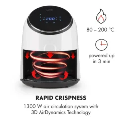 AirVital Heißluftfritteuse 1300W 2,5l CeraPlus-Antihaft Touch Weiß -Weinkühlschränke Verkäufe 10032331 yy 0004 logo Klarstein AirVital Heissluftfritteuse 1300W weiss reedit