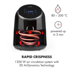 AirVital Heißluftfritteuse 1300W 2,5l CeraPlus-Antihaft Touch Schwarz -Weinkühlschränke Verkäufe 10032332 yy 0004 logo Klarstein AirVital Heissluftfritteuse 1300W schwarz reedit