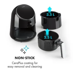 AirVital Heißluftfritteuse 1300W 2,5l CeraPlus-Antihaft Touch Schwarz -Weinkühlschränke Verkäufe 10032332 yy 0006 logo Klarstein AirVital Heissluftfritteuse 1300W schwarz