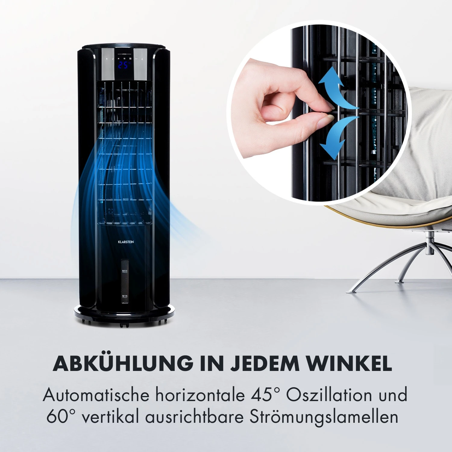 Skyscraper Horizon Luftkühler Ventilator 60W 486m³/h 3,5L Tank 4 Skyscraper Horizon Luftkühler Ventilator 60W 486m³/h 3,5L Tank – Bild 4