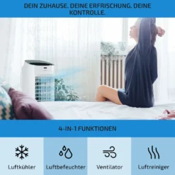 Coolster 4-in-1-Luftkühler 320 M³/h 60 W 4 Ltr Fernbedienung Mobil -Weinkühlschränke Verkäufe 10032347 de 0003 usp
