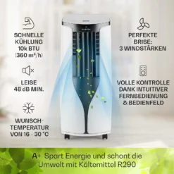 New Breeze ECO Mobile Klimaanlage 10.000 BTU / 2,9 KW EEK A+ -Weinkühlschränke Verkäufe 10032511 de 0003 usp