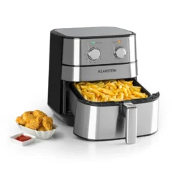 AeroVital Heißluftfritteuse 1700W 5,4 Liter Timer Edelstahl Silber