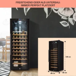 Barossa 54 Uno Weinkühlschrank 155 L 54 Flaschen Glastür Touch LED -Weinkühlschränke Verkäufe 10032925 de 0006 usp