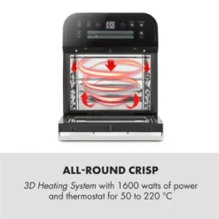 AeroVital Cube Heißluftfritteuse 1600W 12l Timer 16 Programme Schwarz -Weinkühlschränke Verkäufe 10033248 yy 0003 logo Klarstein AeroVital Cube Heissluftfritteuse schwarz reedit