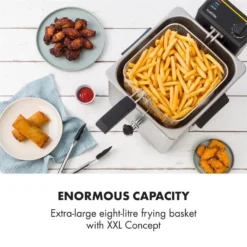 Family Fry Fritteuse 3000W Oil Drain Technology Edelstahl Silber -Weinkühlschränke Verkäufe 10033342 yy 0003 logo Klarstein Family Fry Fritteuse 3000W silber