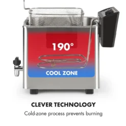 Family Fry Fritteuse 3000W Oil Drain Technology Edelstahl Silber -Weinkühlschränke Verkäufe 10033342 yy 0006 logo Klarstein Family Fry Fritteuse 3000W silber