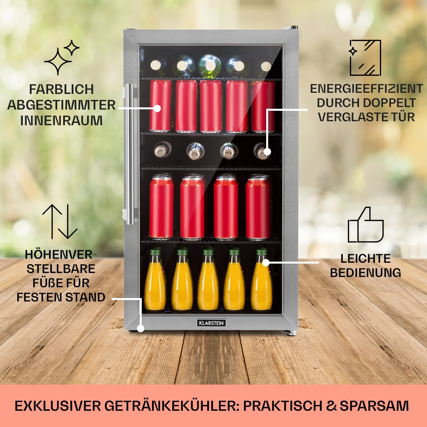 Beersafe 3XL Kühlschrank 98 Liter 4 Böden Panoramaglastür Edelstahl 5 Beersafe 3XL Kühlschrank 98 Liter 4 Böden Panoramaglastür Edelstahl – Bild 5