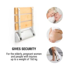 Arielle Duschsitz Bambus Aluminium Klappbar 160 Kg Max. Holz -Weinkühlschränke Verkäufe 10034209 yy 0003 logo oneConcept Arielle Duschsitz Bambus