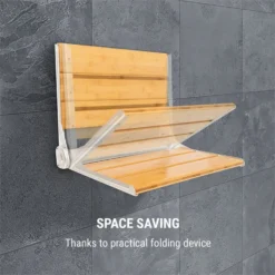 Arielle Deluxe Duschsitz Bambus Aluminium Klappbar 160 Kg Max. Holz -Weinkühlschränke Verkäufe 10034210 yy 0004 logo oneConcept Arielle Deluxe Duschsitz Bambus