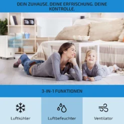 Freshboxx 3-in-1 Luftkühler 65 W 360 M³/h 6 Liter 2 Kühlakkus Mobil -Weinkühlschränke Verkäufe 10034629 de 0003 usp