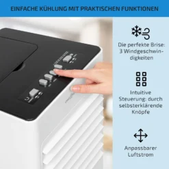 Freshboxx 3-in-1 Luftkühler 65 W 360 M³/h 6 Liter 2 Kühlakkus Mobil -Weinkühlschränke Verkäufe 10034629 de 0004 usp