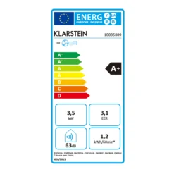 Grandbreeze Eco 12K Klimaanlage 3-in-1 460 M³/h 12.000 BTU/1,35 KW -Weinkühlschränke Verkäufe 10035809 energy label