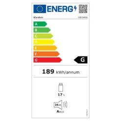 Bellevin 6 Uno Weinkühlschrank 17 Liter 11-18 °C SingleZone LED -Weinkühlschränke Verkäufe 10035858 energy label