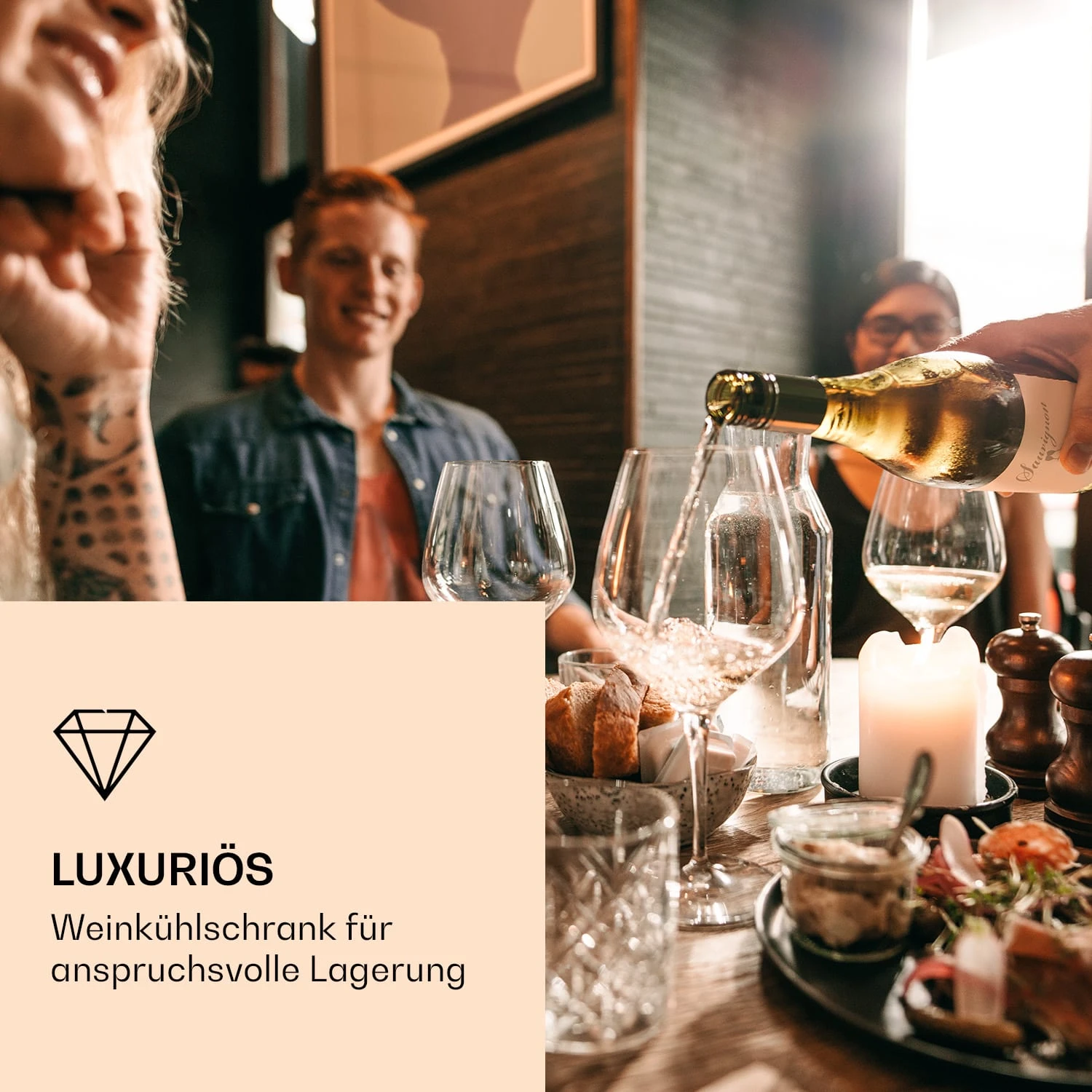 Vinovilla 7 Built-in Uno Quartz Einbau-Weinkühlschrank Weißes Glas 2 Vinovilla 7 Built-in Uno Quartz Einbau-Weinkühlschrank Weißes Glas – Bild 2