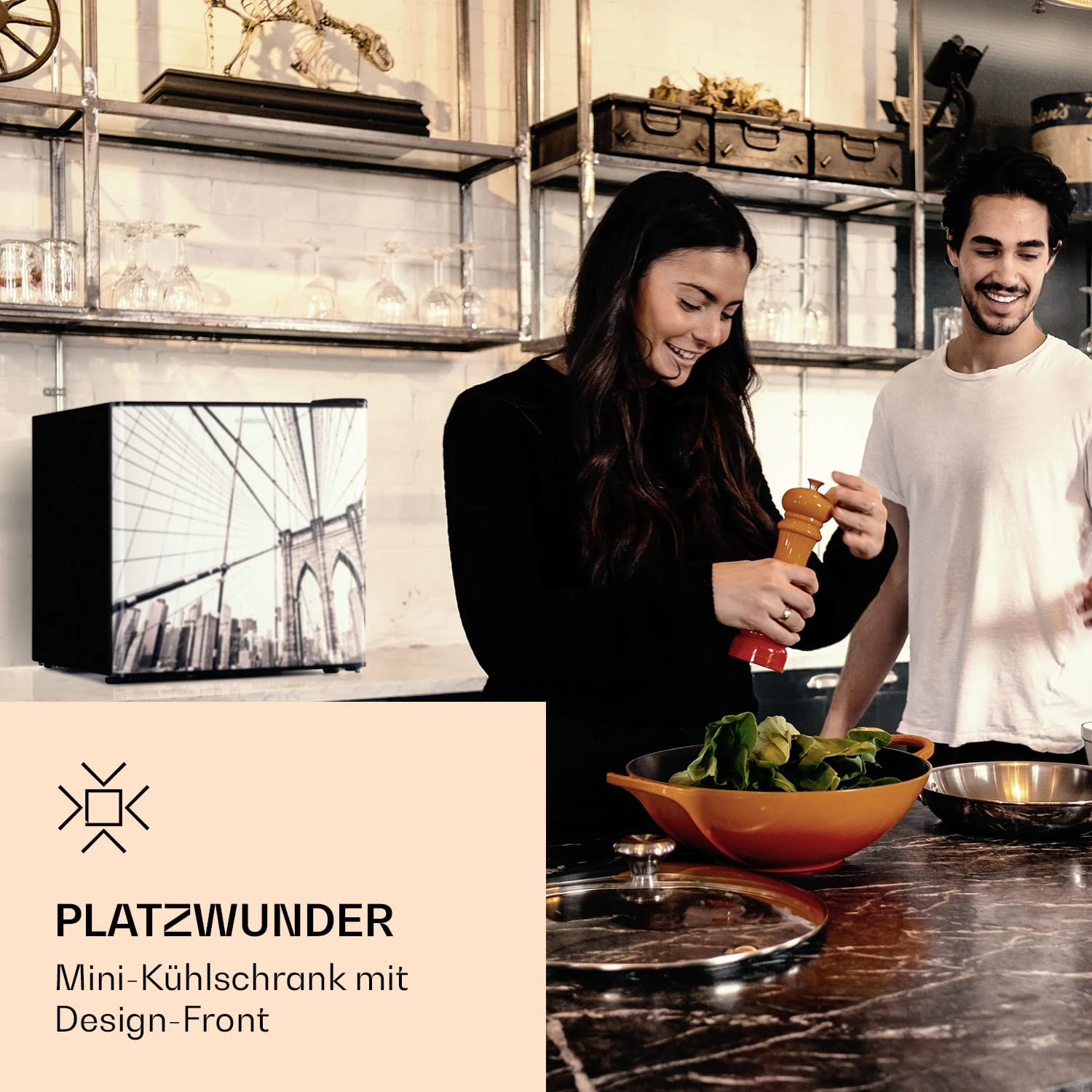 CoolArt 45L Mini-Kühlschrank EEK F Gefrierfach 1,5l Designtür 2 CoolArt 45L Mini-Kühlschrank EEK F Gefrierfach 1,5l Designtür – Bild 2