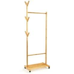 Garderobe Ablage Kleiderständer 57,5 X 173cm Asymmetrisch Bambus