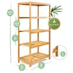 Regal Mehrzweckregal 5 Etagen 60x117,5x35cm (BxHxT) Bambus -Weinkühlschränke Verkäufe 10038074 yy 0007 logo