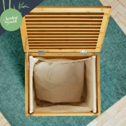 Wäschekorb Klappdeckel Bambus Baumwollleinen Einfacher Aufbau Bambus -Weinkühlschränke Verkäufe 10038088 yy 0006 logo