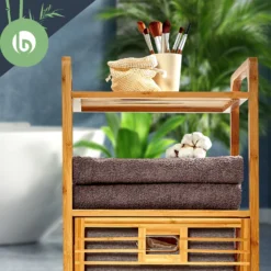 2-in-1 Standregal 2 Ablagefächer Herausnehmbarer Korb Bambus Baumwolle -Weinkühlschränke Verkäufe 10038135 yy 0005 logo