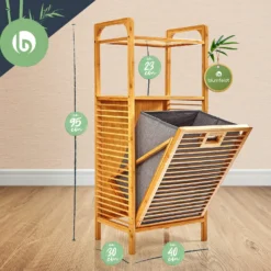 2-in-1 Standregal 2 Ablagefächer Herausnehmbarer Korb Bambus Baumwolle -Weinkühlschränke Verkäufe 10038135 yy 0008 logo