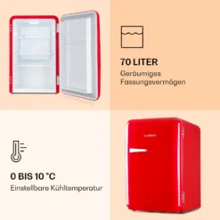 Audrey Retro-Kühlschrank 70 Liter 3 Regale 2 Türfächer Innenbeleuchtung -Weinkühlschränke Verkäufe 10039692 de 0004 logo