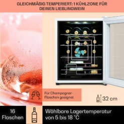 Shiraz 16 Quartz Weinkühlschrank 42l Touch-Bedienfeld 160 W 5-18 °C -Weinkühlschränke Verkäufe 10039901 DE 0003 usp
