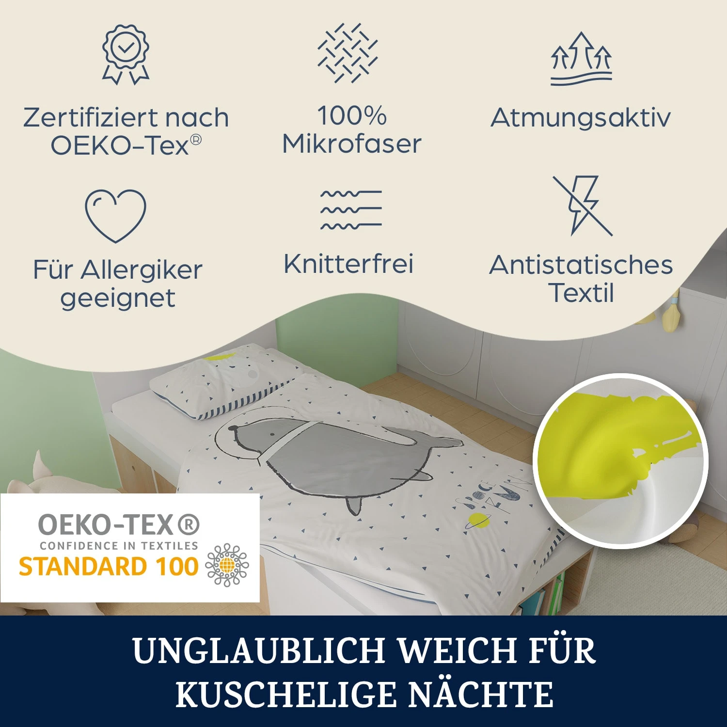 Soft Wonder Kids-Edition Bettwäsche 135 X 200 Cm 80 X 80 Cm Atmungsaktiv Mikrofaser 2 Soft Wonder Kids-Edition Bettwäsche 135 X 200 Cm 80 X 80 Cm Atmungsaktiv Mikrofaser – Bild 2