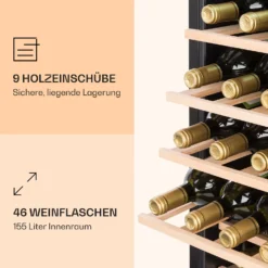 Vinamour 46 Uno Weinkühlschrank 1 Zonen 155 L/46 Fl. 4-18 °C Edelstahl -Weinkühlschränke Verkäufe 10040059 de 0004 logo
