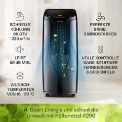 New Breeze 9 Mobile Klimaanlage 4-in-1 9.000 BTU / 2,6 KW EEK A Bodenrollen Timer -Weinkühlschränke Verkäufe 10040154 de 0003 usp