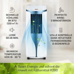 New Breeze 9 Mobile Klimaanlage 4-in-1 9.000 BTU / 2,6 KW EEK A Bodenrollen Timer -Weinkühlschränke Verkäufe 10040155 de 0003 usp