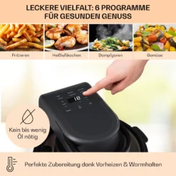 Vendure Heißluftfritteuse Mit Dampffunktion 1250W 5 Liter 6 Programme 10 Vendure Heißluftfritteuse Mit Dampffunktion 1250W 5 Liter 6 Programme -Weinkühlschränke Verkäufe 10040278 de 0004 usp