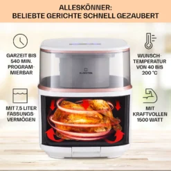 Air Bloom Heißluftfritteuse Dampffunktion 1500W 7,5 Liter 16 Programme -Weinkühlschränke Verkäufe 10040496 de 0003 usp