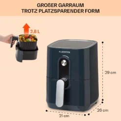 Crisp-Pro Heißluftfritteuse Air Fryer 1400W 2,8 Ltr Timer Edelstahl -Weinkühlschränke Verkäufe 10040698 de 0006 usp