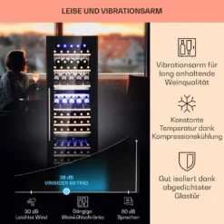Vinsider 89 Built-In Trio Built-In Weinkühlschrank 5 – 18 °C Touch-Bedienfeld Holzregale -Weinkühlschränke Verkäufe 10040720 de 0004 usp