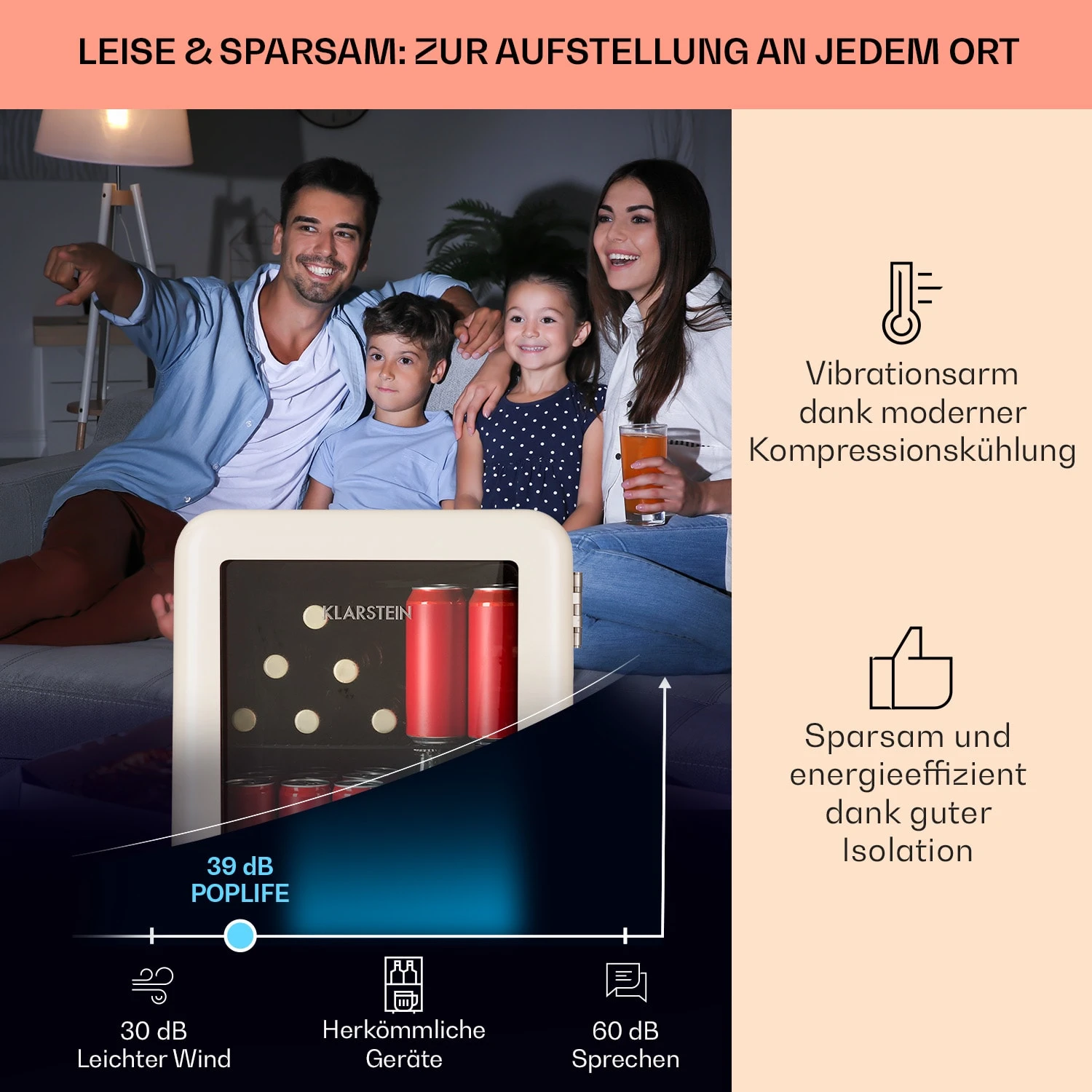 PopLife 48 Getränkekühler Kühlschrank 0-10 °C Retro-Design 3 PopLife 48 Getränkekühler Kühlschrank 0-10 °C Retro-Design – Bild 3
