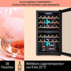 Barossa 29 Duo Weinkühlschrank 29 Fl 80 Ltr 2 Zonen Drucktasten -Weinkühlschränke Verkäufe 10041124 de 0003 usp