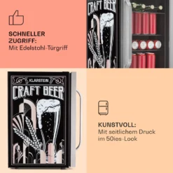 Beersafe 70 Craft Beer Edition Kühlschrank 70 Liter Glastür Edelstahl -Weinkühlschränke Verkäufe 10041181 de 0004 usp